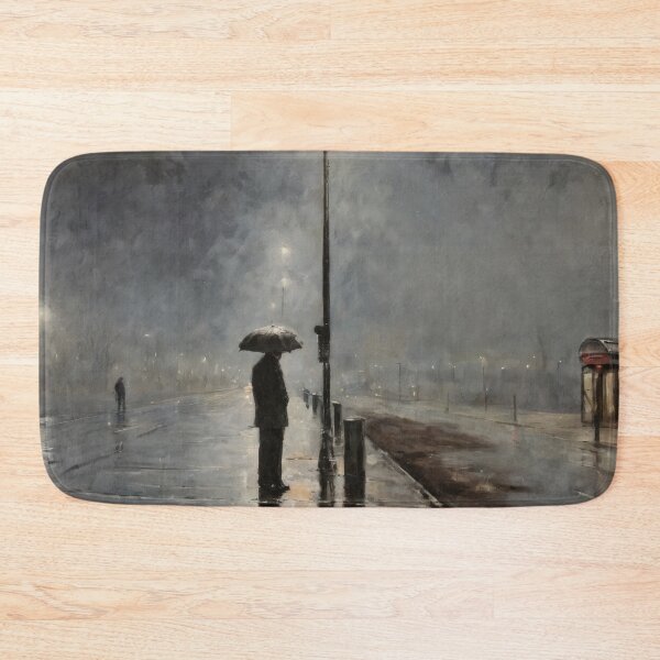 Item preview, Rainy Night City Walk – Person with Umbrella Impressionism Art designed and sold by Visualynx.
