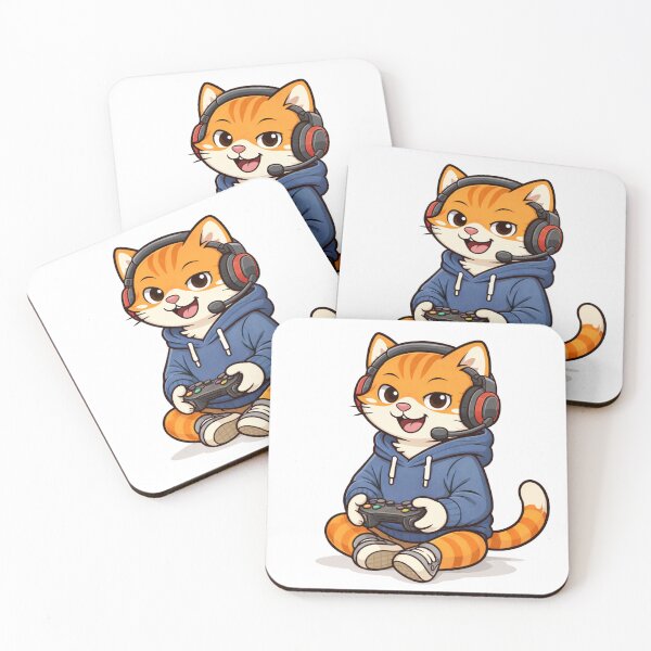 Item preview, Happy Gamer Cat – Kids Gaming Character designed and sold by DesignsByHania.