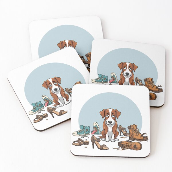 Item preview, Guilty Dog Surrounded by Chewed Shoes – Funny Puppy Illustration designed and sold by i1ovedogs.