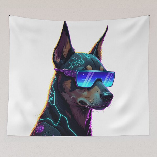 Item preview, Cyberpunk Dog with Neon Glasses designed and sold by i1ovedogs.