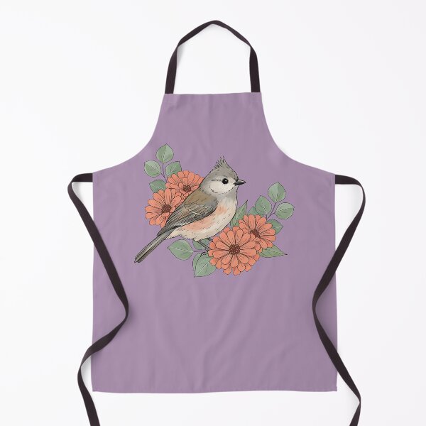 Item preview, Tufted Titmouse With Coral Blooms designed and sold by BirdsnStuff.