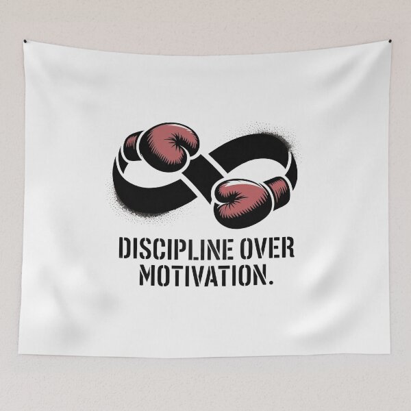 Item preview, Discipline Over Motivation – Banksy Inspired Fighter Symbol Design designed and sold by WSPrintCrafter.