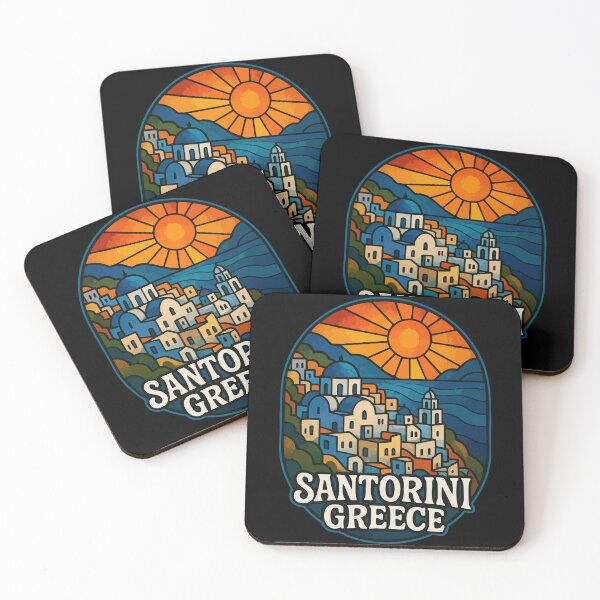 Item preview, Santorini Greece Stained Glass Travel designed and sold by TomFrontierArt.
