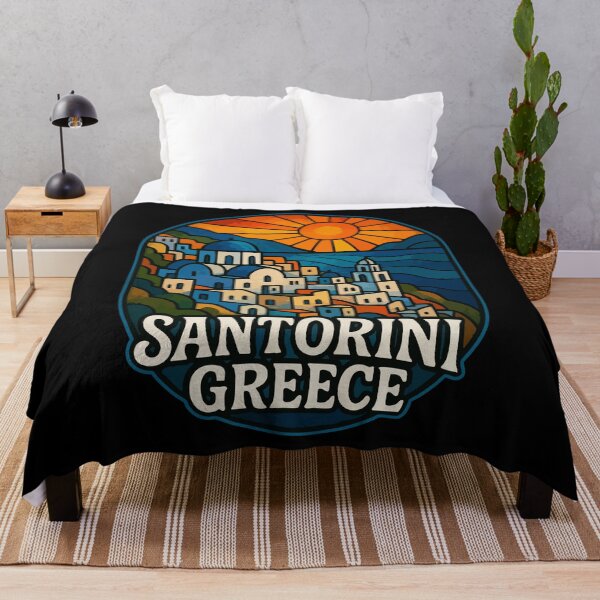 Item preview, Santorini Greece Stained Glass Travel designed and sold by TomFrontierArt.