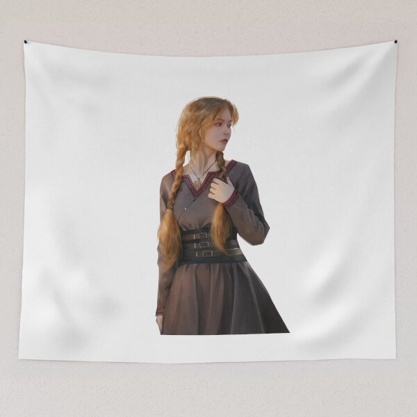 Item preview, Quiet Young Woman with Long braids wearing simple dress designed and sold by NieleJaneda.