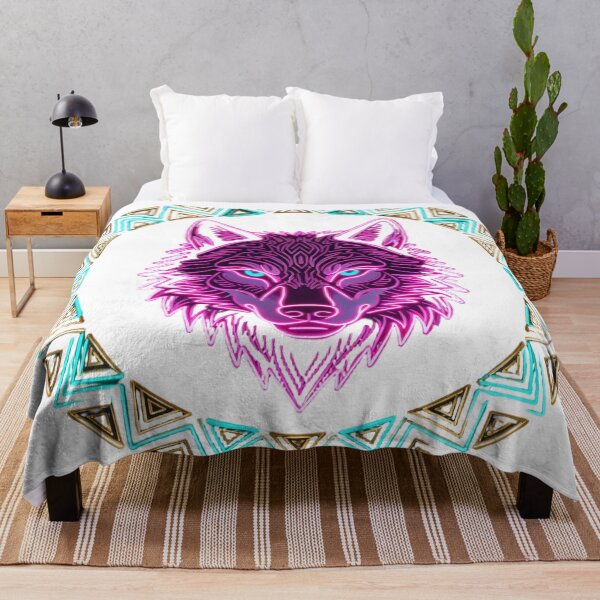 Item preview, Electric Neon Wolf Mandala designed and sold by RebelPaintBrush.