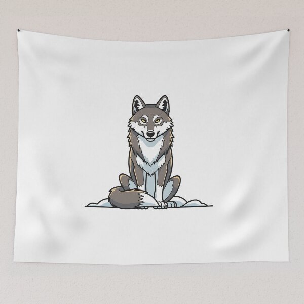 Item preview, Calm Cartoon Wolf Sitting Minimalist Winter Wildlife Design designed and sold by INNER WINNER YOU.