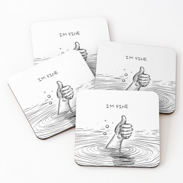 Item preview, I’m Fine Funny Minimalist Doodle Meme designed and sold by adelbubblestore.