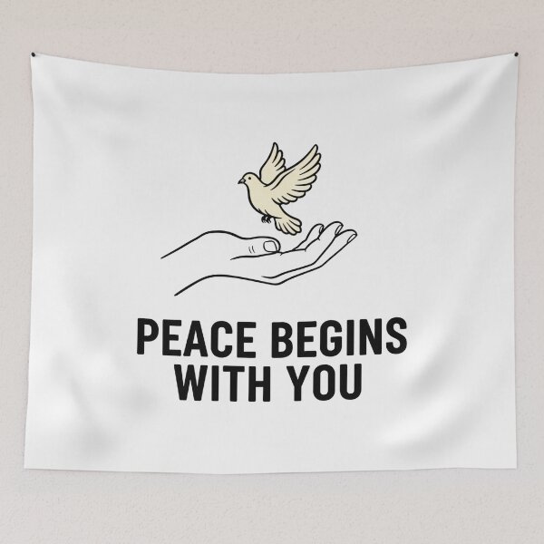 Item preview, Peace Begins With You Dove Minimalist Inspirational T-Shirt, Gift For Him designed and sold by Iunova.