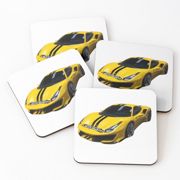 Item preview, Yellow Supercar with Black Racing Stripes – High-Octane Wall Art designed and sold by Artuer69.