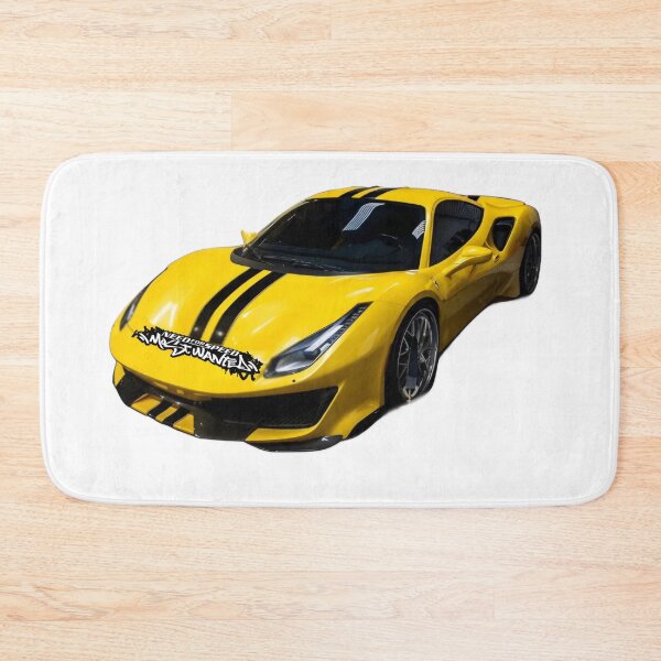 Item preview, Yellow Supercar with Black Racing Stripes – High-Octane Wall Art designed and sold by Artuer69.