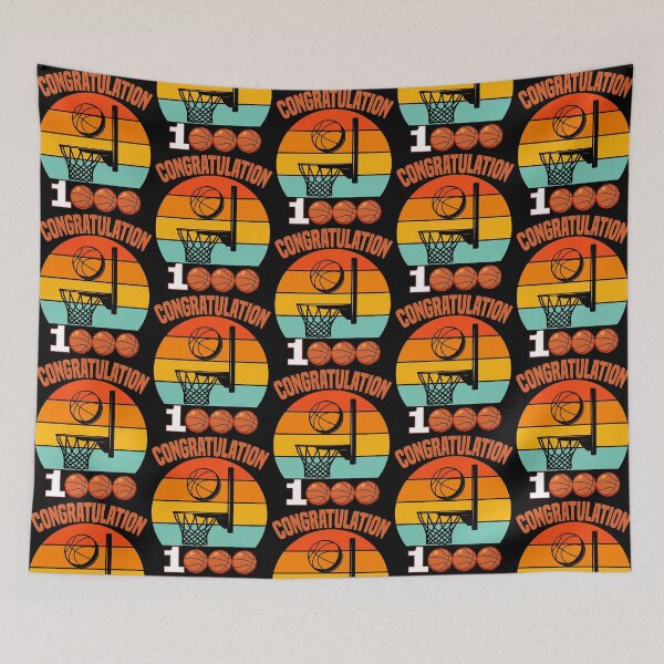 Item preview, Congratulations 1000 Basketball Sunset Sports Fan designed and sold by GrumpySableye.