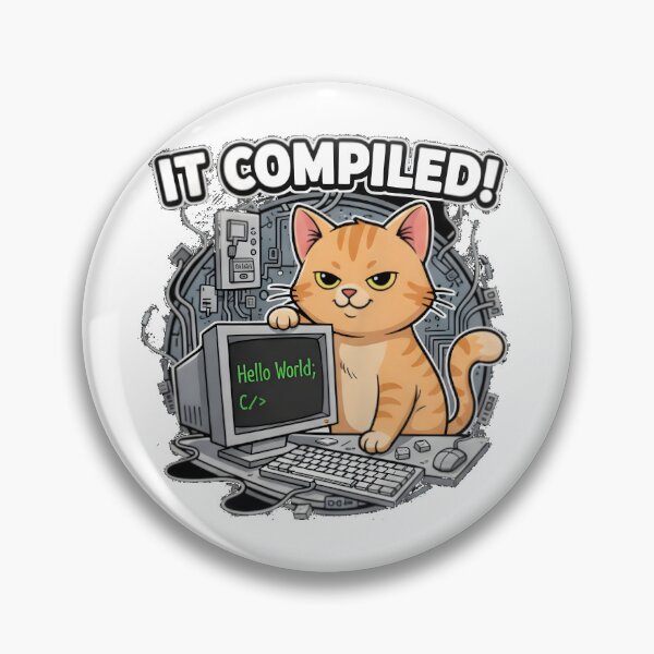 Item preview, It Compiled Cat Retro Coding Humor designed and sold by Bright Vibe Designs.