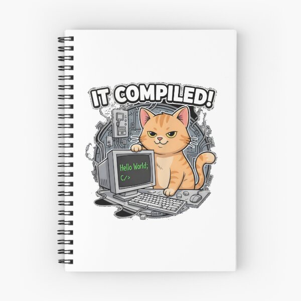 Item preview, It Compiled Cat Retro Coding Humor designed and sold by Bright Vibe Designs.