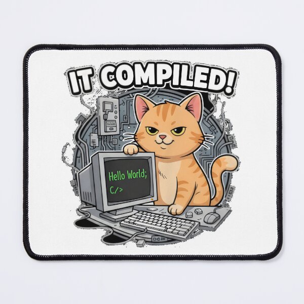 Item preview, It Compiled Cat Retro Coding Humor designed and sold by Bright Vibe Designs.