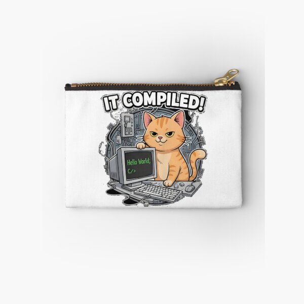 Item preview, It Compiled Cat Retro Coding Humor designed and sold by Bright Vibe Designs.