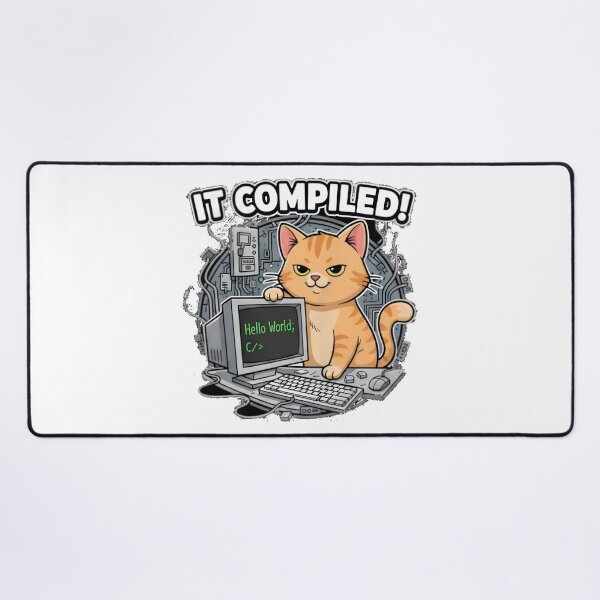 Item preview, It Compiled Cat Retro Coding Humor designed and sold by Bright Vibe Designs.