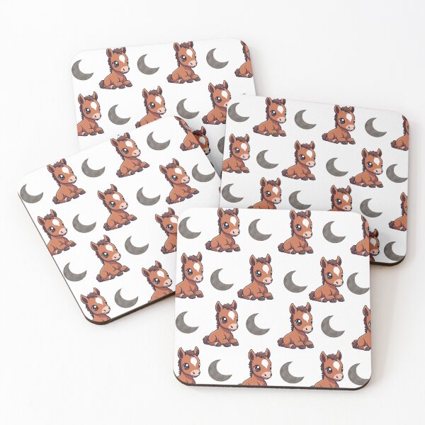 Item preview, Cute Dark Brown and White Rocking Horse Pattern with Brown Moons designed and sold by lunadesignsmoon.