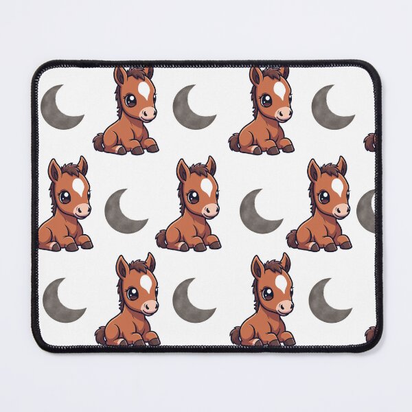 Item preview, Cute Dark Brown and White Rocking Horse Pattern with Brown Moons designed and sold by lunadesignsmoon.
