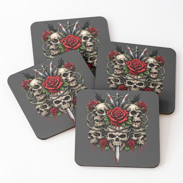 Item preview, Rosebound Skulls – Gritty Thorn-Wrapped Skull Art | LowBatteryHQ designed and sold by LowBatteryHQ.