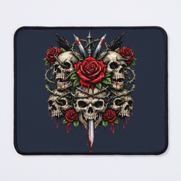 Item preview, Rosebound Skulls – Gritty Thorn-Wrapped Skull Art | LowBatteryHQ designed and sold by LowBatteryHQ.