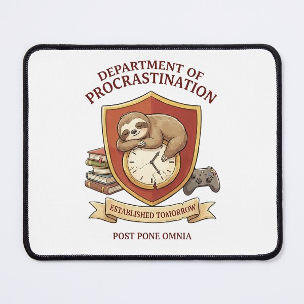 Item preview, Department of Procrastination - Established Tomorrow Crest designed and sold by NonditStudio.