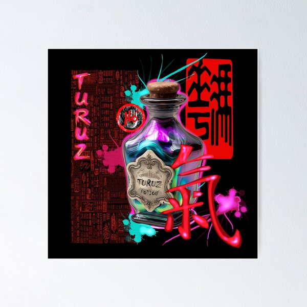 Item preview, Magic Potion - Glowing Neon Turuz Mystical Elixir Bottle designed and sold by Italian Ink Studio.
