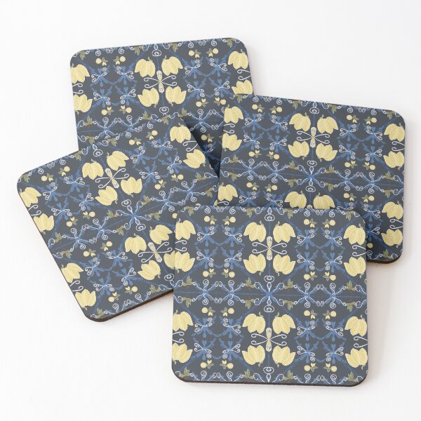 Item preview, Mediterranean seamless pattern. Blue majolica tiles and yellow lemons endless background. Sicilian traditional print for fabric and wallpaper. designed and sold by TaniaArtDesign.