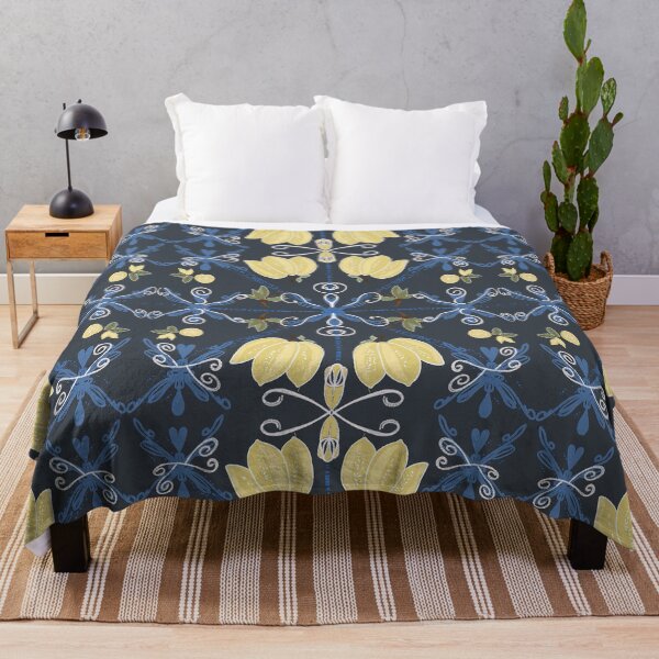 Item preview, Mediterranean seamless pattern. Blue majolica tiles and yellow lemons endless background. Sicilian traditional print for fabric and wallpaper. designed and sold by TaniaArtDesign.