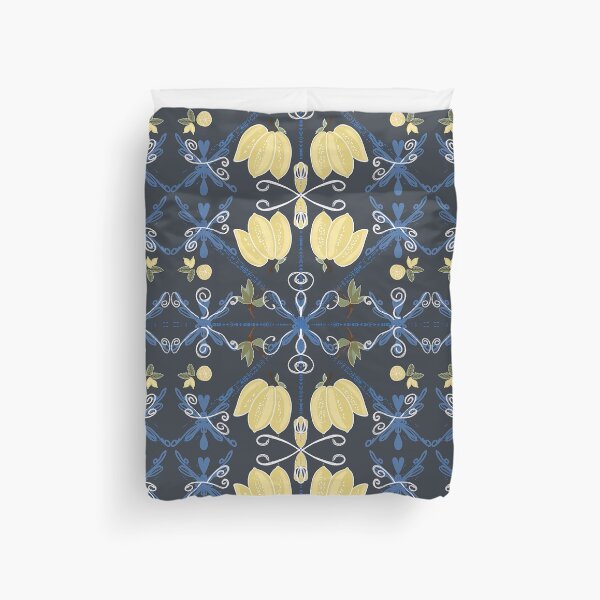 Item preview, Mediterranean seamless pattern. Blue majolica tiles and yellow lemons endless background. Sicilian traditional print for fabric and wallpaper. designed and sold by TaniaArtDesign.