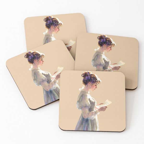 Item preview, Woman reading a letter by the window in soft light during the afternoon designed and sold by SpaceartLilu.