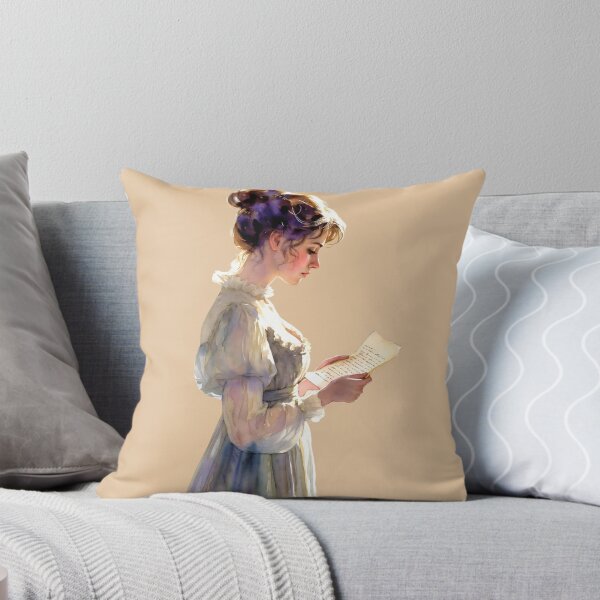 Item preview, Woman reading a letter by the window in soft light during the afternoon designed and sold by SpaceartLilu.