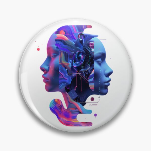 Item preview, Duality of Intelligence – Neon AI Cyberpunk Portrait designed and sold by Dyan4.