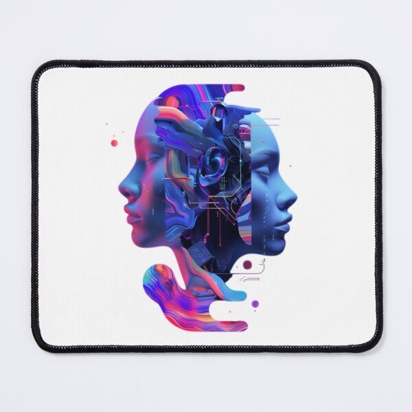 Item preview, Duality of Intelligence – Neon AI Cyberpunk Portrait designed and sold by Dyan4.