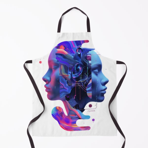 Item preview, Duality of Intelligence – Neon AI Cyberpunk Portrait designed and sold by Dyan4.
