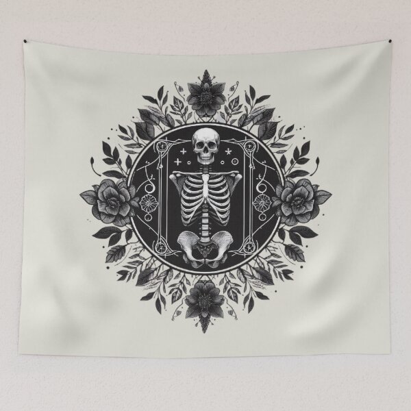 Item preview, Gothic Floral Skeleton Emblem designed and sold by Roberta Calabrese.