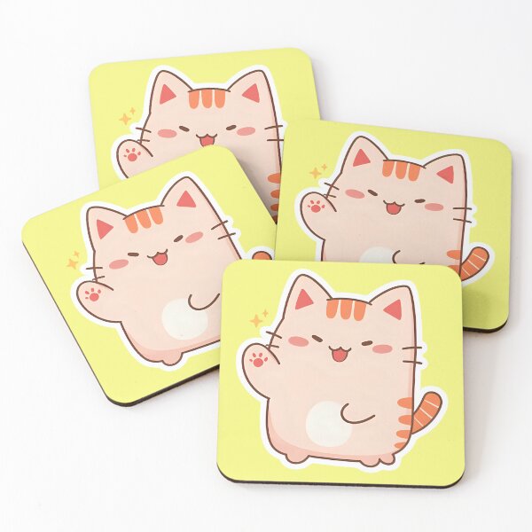 Item preview, Adorable Kawaii Chibi Cat Sticker Happy Waving Orange Kitten Aesthetic Graphic Art designed and sold by bvdesignart.