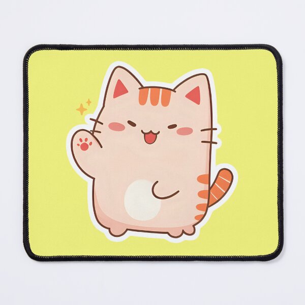 Item preview, Adorable Kawaii Chibi Cat Sticker Happy Waving Orange Kitten Aesthetic Graphic Art designed and sold by bvdesignart.