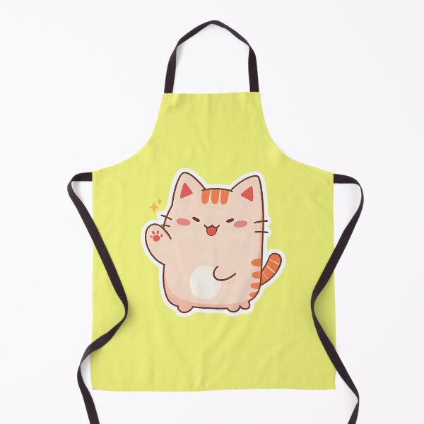 Item preview, Adorable Kawaii Chibi Cat Sticker Happy Waving Orange Kitten Aesthetic Graphic Art designed and sold by bvdesignart.