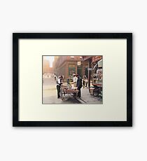 Clam seller on Mulberry Bend, New York, ca 1900 Framed Print