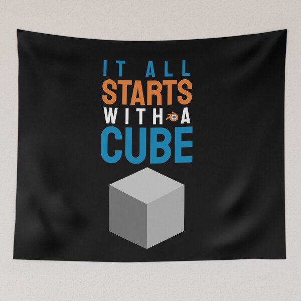 Item preview, It all starts with a cube, 3d artist gift idea, blender lovers, 3d animator, CGI artist, open source software designed and sold by anodyle.