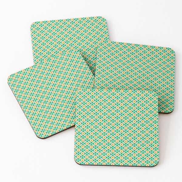 Item preview, Green Orange Floral Pattern Geometric Design designed and sold by Snout & Shout..