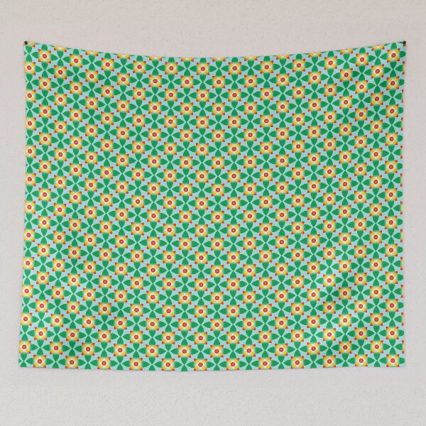 Item preview, Green Orange Floral Pattern Geometric Design designed and sold by Snout & Shout..