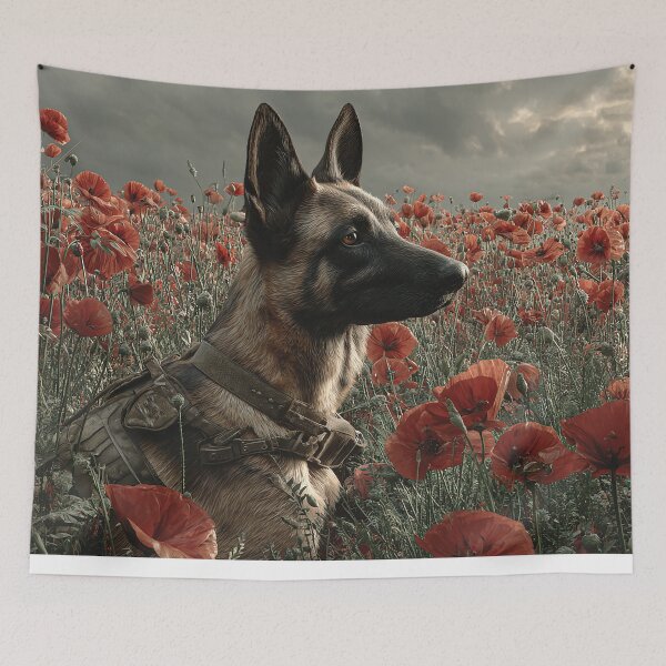 Item preview, Military Dogs at Rest in Poppies designed and sold by Skyframe Aviation.