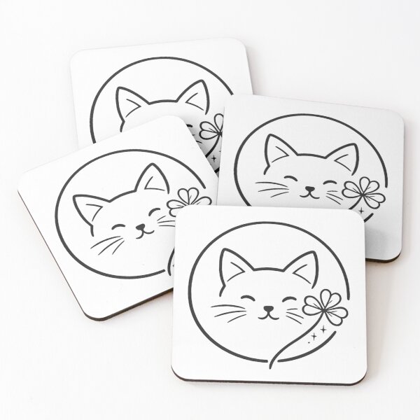 Item preview, Minimal Irish Cat Icon – Shamrock Line Art Design designed and sold by KivaroArt.