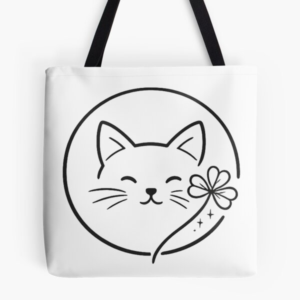 Item preview, Minimal Irish Cat Icon – Shamrock Line Art Design designed and sold by KivaroArt.
