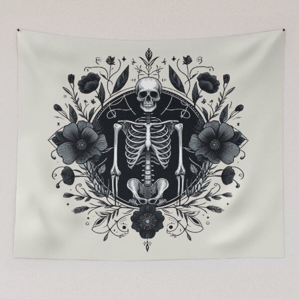 Item preview, Gothic Floral Skeleton Emblem designed and sold by Roberta Calabrese.