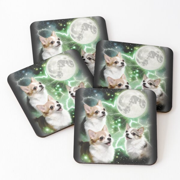Item preview, Three Chihuahuas Moon Scene | Tiny Dogs Wolf Parody Meme designed and sold by bngfx.