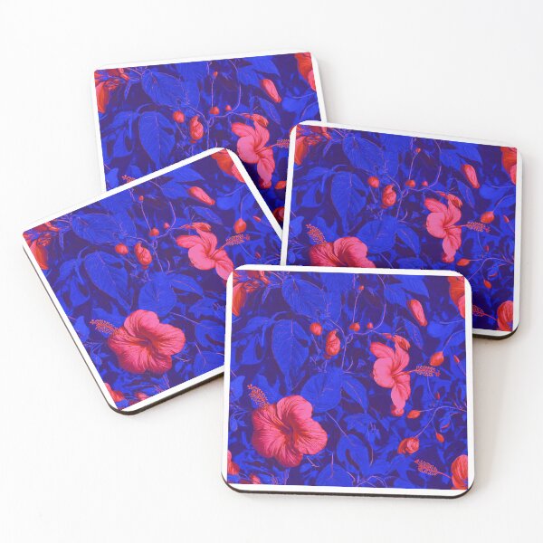 Item preview, Neon Hibiscus on Electric Blue designed and sold by ikidyounot.