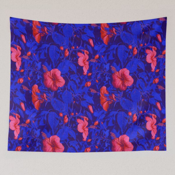 Item preview, Neon Hibiscus on Electric Blue designed and sold by ikidyounot.